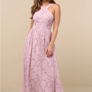 Lulus  Mauve Pink Burnout Floral Maxi Dress